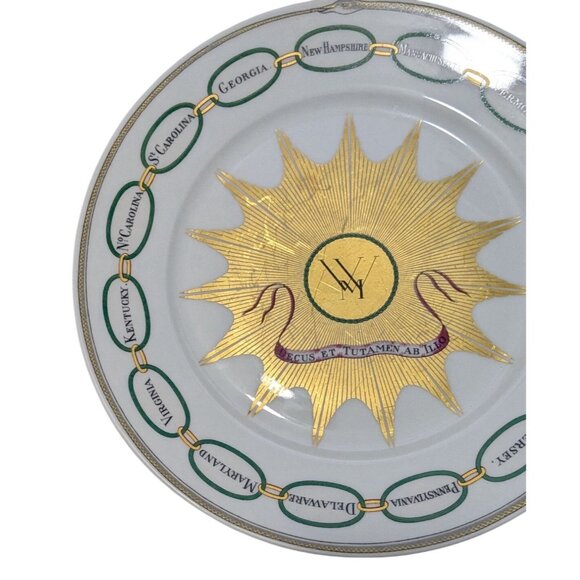Martha Washington Haviland Salad Plate Gold Starburst St names in Green Rings Li - Picture 6 of 14